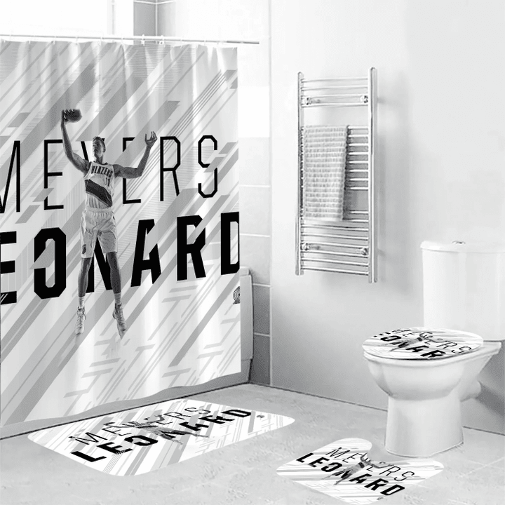 Portland Trail Blazers Meyers Leonard1 Waterproof Shower Curtain Non-Slip Toilet Lid Cover Bath Mat - Bathroom Set