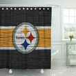 Pittsburgh Steelers Wood Background Shower Curtain Bathroom Decor Gifts For Fans All Size