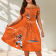 Denver Broncos Phillip Lindsay2 Off Shoulder Short Sleeved Dress