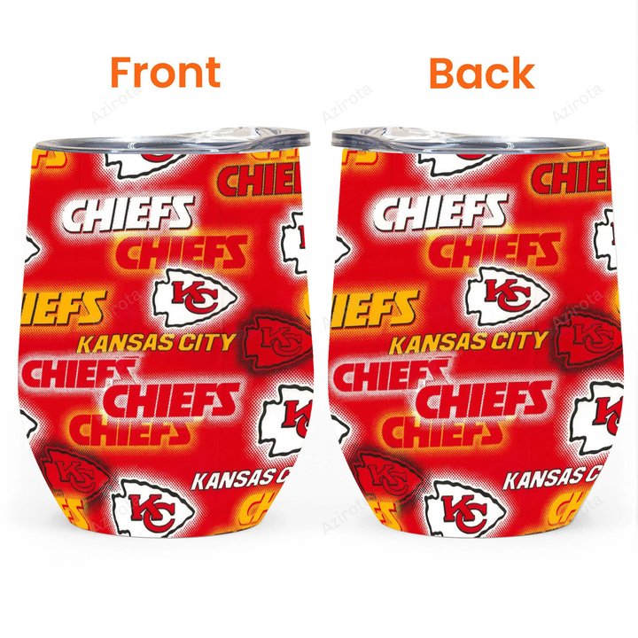 Kansas City Chiefs Emblem v8 Gift For Fan 3D Full Printing Wine Tumbler