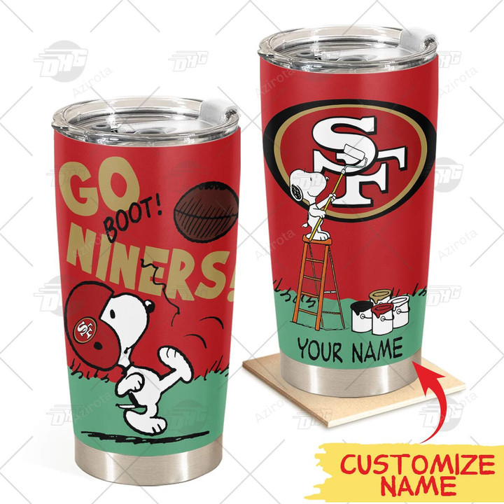 Personalize San Francisco 49ers Tumbler Snoopy Stainless Steel Tumbler 20oz 30oz Best Gift
