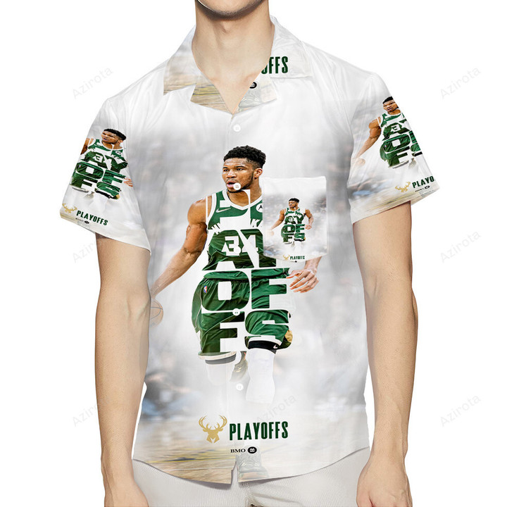 Milwaukee Bucks 34 Giannis Antetokounmpo v26 3D All Over Print Summer Beach Hawaiian Shirt With Pocket