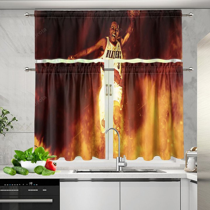 Portland Trail Blazers CJ McCollum2 Kitchen Curtain Valance and Tiers Set
