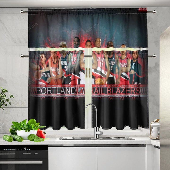 Portland Trail Blazers All Players1 Kitchen Curtain Valance and Tiers Set