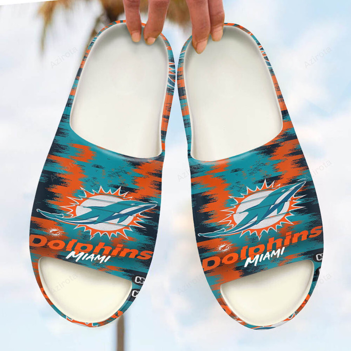 Miami Dolphins Logo Art 5 All Over Print Fashion Slides Sandals