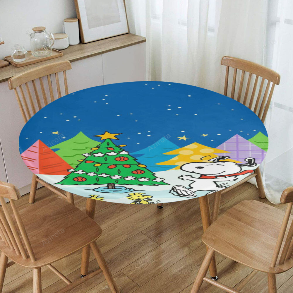 Table Setting Snoopy Peanut Christmas Snoopy Woodstock 1 Round Table Set - Azirota
