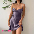 Sexy condole Pure color belt skirt dress