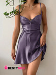 Sexy condole Pure color belt skirt dress