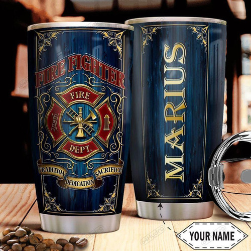 Personalized Firefighter Customize Name Stainless Steel Tumbler