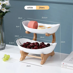 Table Plates Dinnerware Kitchen Fruit Bowl with Floors Partitioned Candy Cake Trays Wooden Tableware Dishes