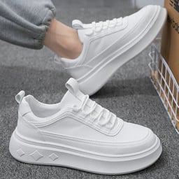 Men's Vulcanize Chunky Sneakers Casual Leather Platform Sports Shoes