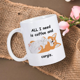 Cute Corgi Pattern Ceramics Camping Mug