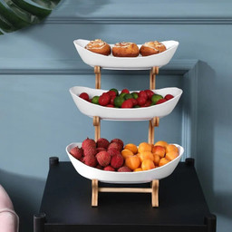 Table Plates Dinnerware Kitchen Fruit Bowl with Floors Partitioned Candy Cake Trays Wooden Tableware Dishes