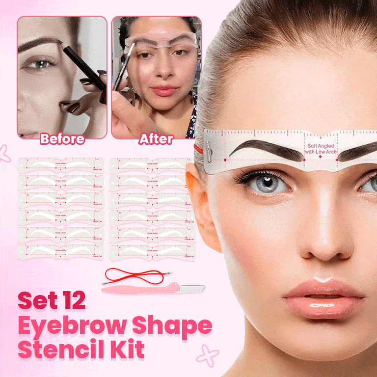 Awesome Set 12 Eyebrow Shape Stencil Kit