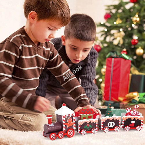 Christmas Wooden Train Merry Christmas Decorations for Home 2023 Xmas Tree Ornament Navidad Noel Kids Gift Happy New Year 2024