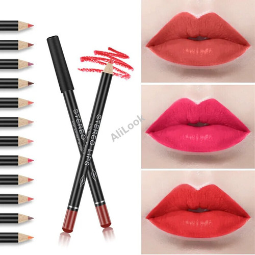 12 Colours Lipstick Pencil Lip Liner Pen Cosmetic Long Lasting Waterproof Woman Beauty Makeup Matte Maquillaje TSLM1