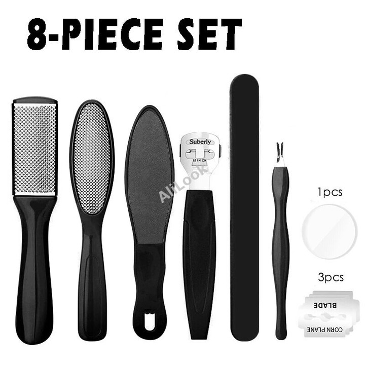 Pedicure Set Peeling and Exfoliating Calluses Foot Scrubbing Brush Stainless Steel Double-sided Foot Care Pedal Stone 10 in 1