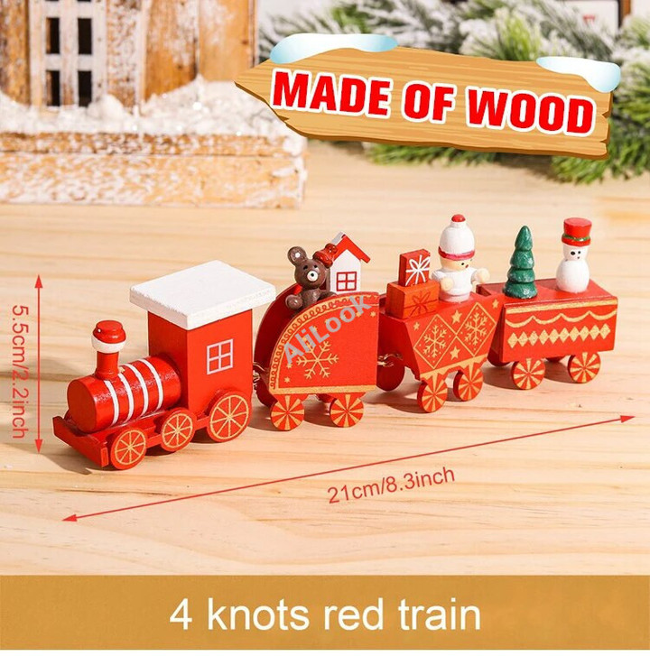 Christmas Wooden Train Merry Christmas Decorations For Home 2023 Cristmas Ornament Xmas Navidad Noel Gifts Happy New Year 2024