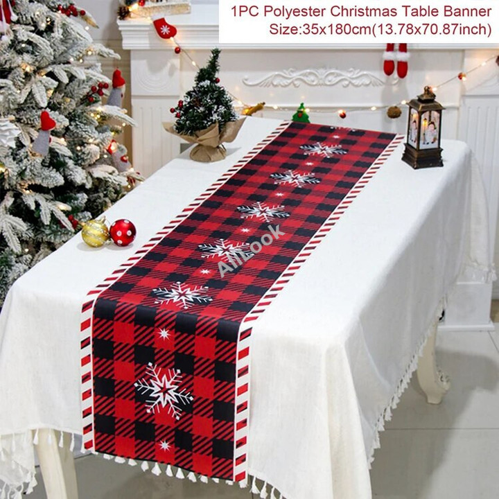 Christmas Table Runner Merry Christmas Decorations 2023 For Home Tablecloth Navidad Noel Kerst Xmas Gifts New Year 2024 Natal