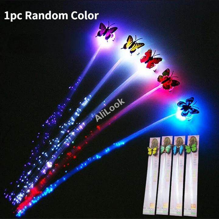 1pcs Glowing Flashing Hair Braid Luminescent Hairpin Novetly Hair Ornament Girls Led Toys New Year Party Christmas Gifts