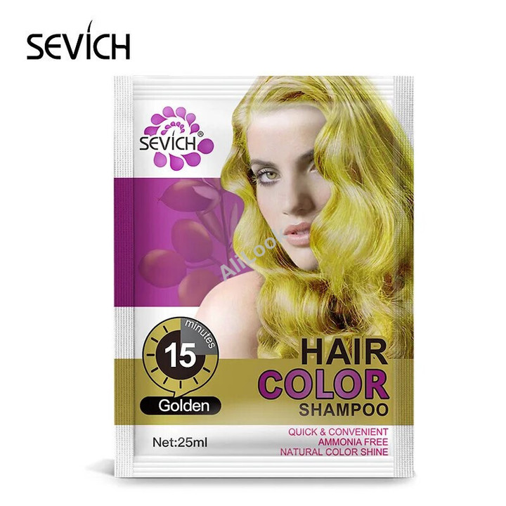 Sevich 5pcs/lot Hair Color Shampoo 25ml 5 Colors Hair Dye Shampoo Golden Coffee Red Chestnut Black Hair Color Product Unisex