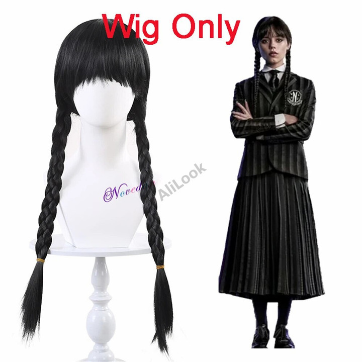 Wednesday Addams Birthday Party Halloween Costume For Women 2023 Wednesday Dress Kid Girl Princess Cosplay Costume Wig Props