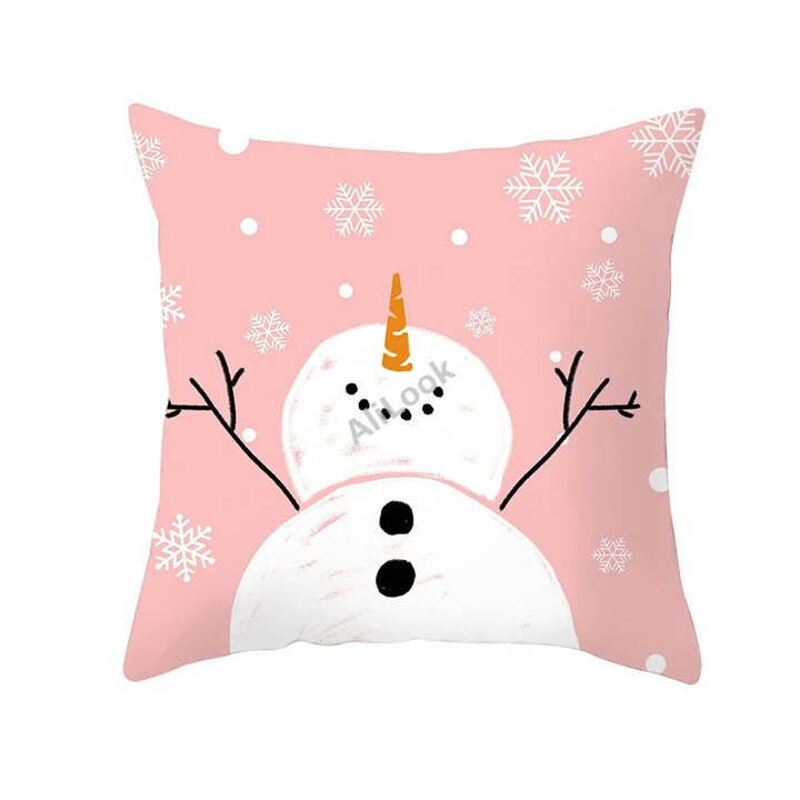 45x45cm Christmas Decoration Pillowcase Xmas Tree Elk Snowman Cottoon Pillow Case Happy New Year Cushion Cover 2024