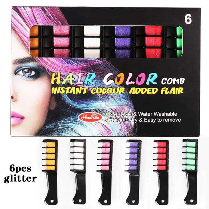 New 10/6/1pcs Hair Mascara Design Crayons for Hair Color Chalk for The Hair Color Temporary Blue Hair Dye with Comb Hair Dye Kit