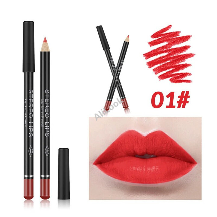 12 Colours Lipstick Pencil Lip Liner Pen Cosmetic Long Lasting Waterproof Woman Beauty Makeup Matte Maquillaje TSLM1