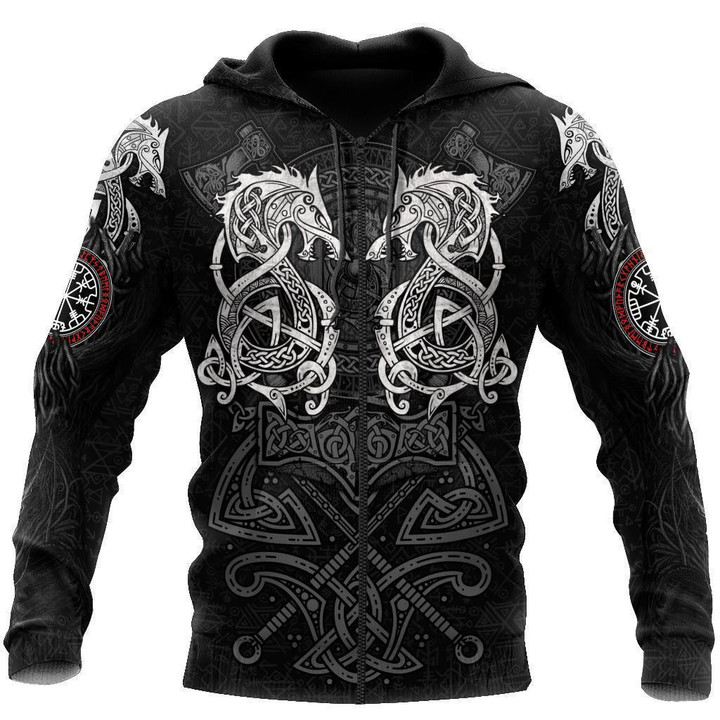 White Fenrir Viking Wolf Tattoo 3D Over Printed Hoodie for Men and Women-ML - Amaze Style™-Apparel