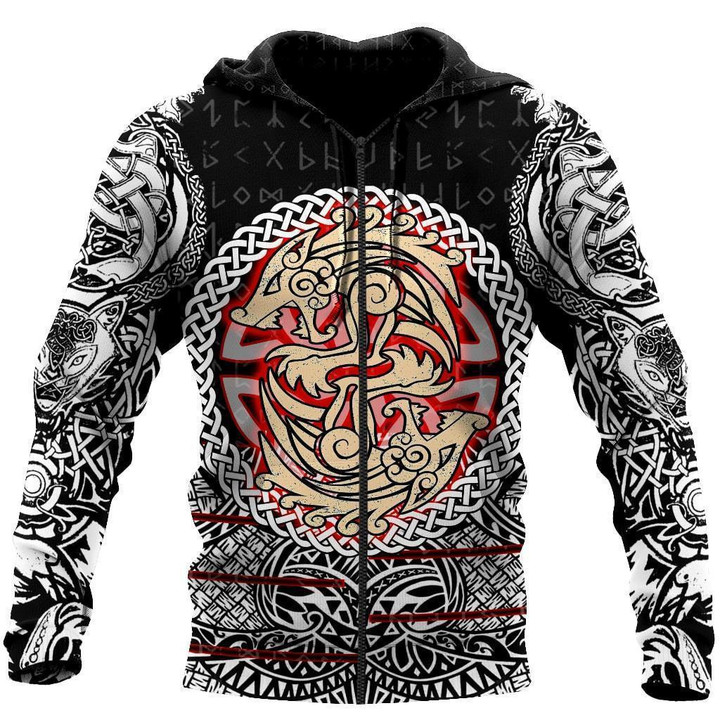 Fenrir Viking Tattoo 3D Over Printed Hoodie for Men and Women-ML - Amaze Style™-Apparel
