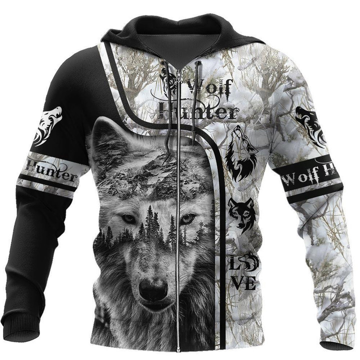 Wolf Hunter 3D Over Printed Hoodie Tshirt for Men and Women-ML - Amaze Style™-Apparel