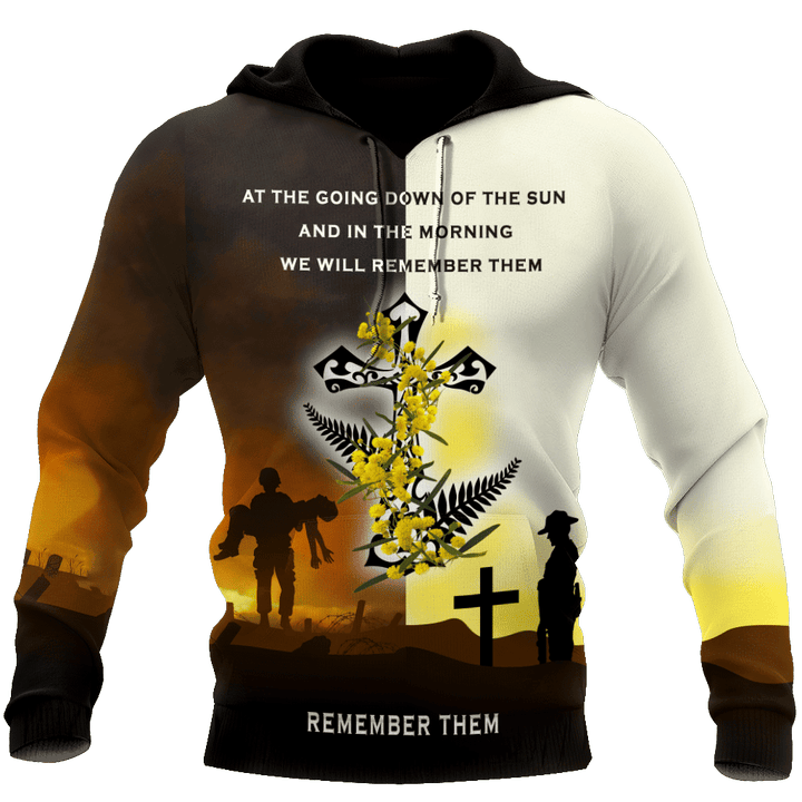 Premium Unisex Hoodie 3D All Over Printed Remember Them Anzac Day Kiwi And Fern ML - Amaze Style™