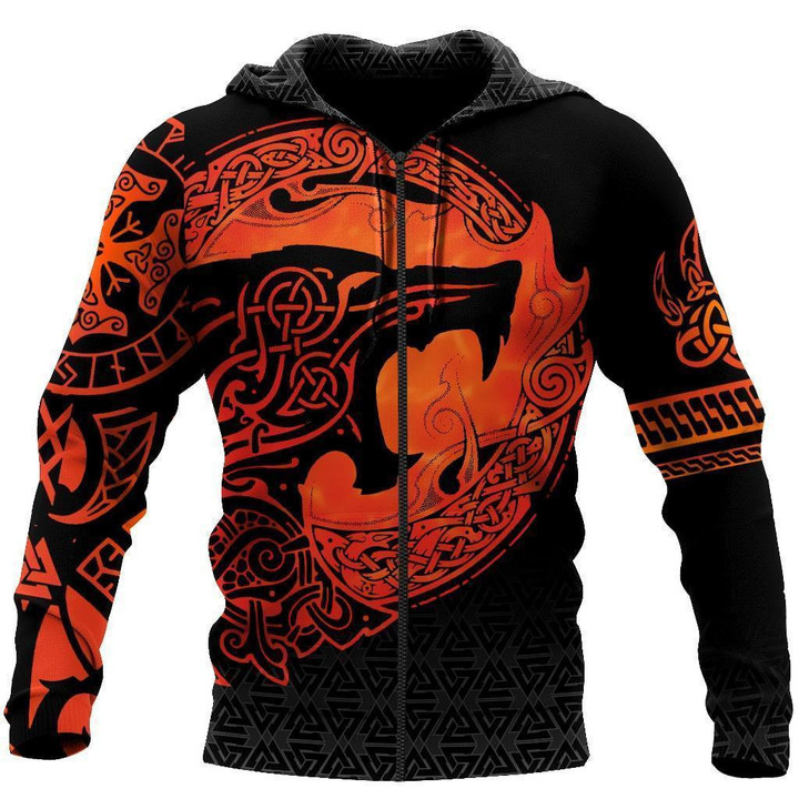 Fenrir Viking 3D Tattoo Over Printed Hoodie for Men and Women-ML - Amaze Style™-Apparel