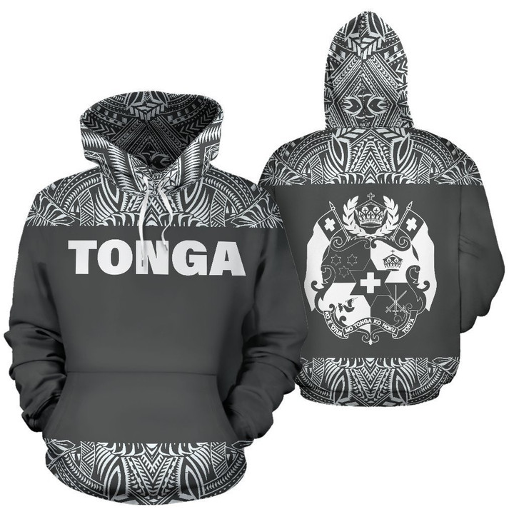 Tonga All Over Hoodie - Polynesian Grey And White - BN09 - Amaze Style™