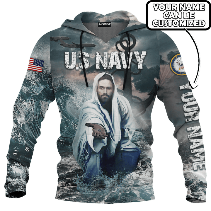 Jesus Father And Son U.S Navy Jesus Family Faith Customized 3D All Overprinted Shirt - Am Style Design - Amaze Style™