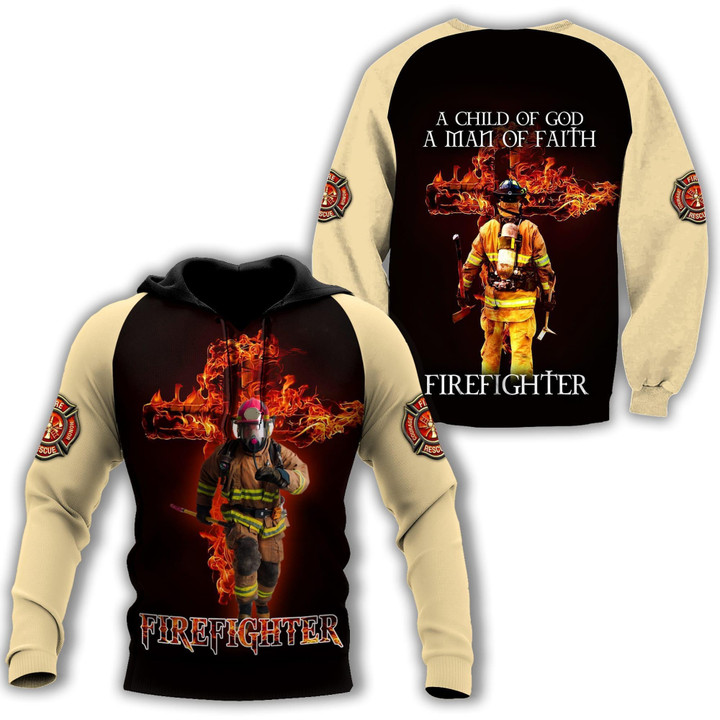 Firefighter A Child Of God, A Man Of Faith 3D Printed Hoodie For Men And Women - Amaze Style™-Apparel