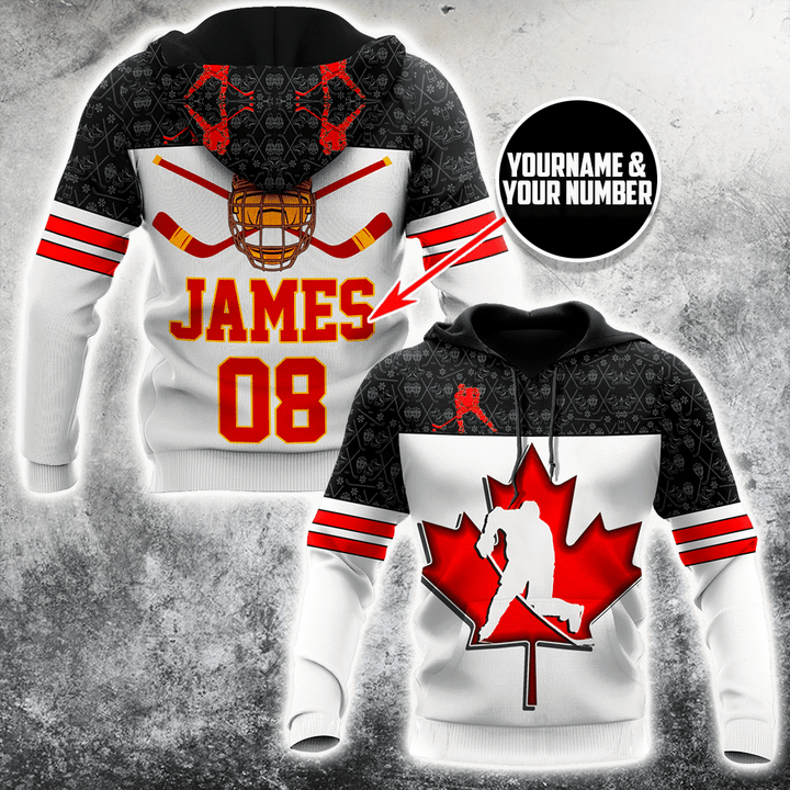 3D All Over Printed Hockey Canada Unisex Shirts Custom Name Custom number  XT - Amaze Style™