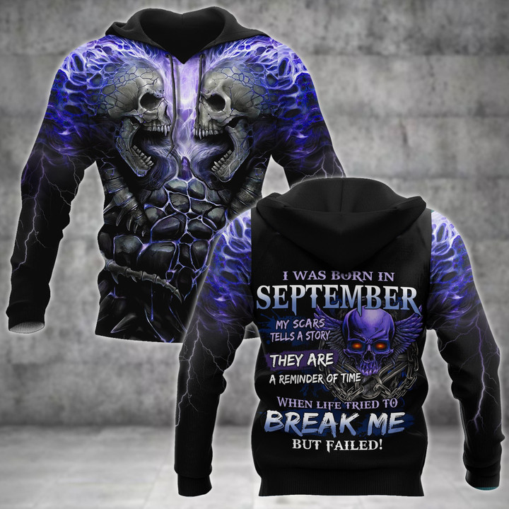 September Guy Skull 3D All Over Printed Shirts Pi24102009ST - Amaze Style™-Apparel