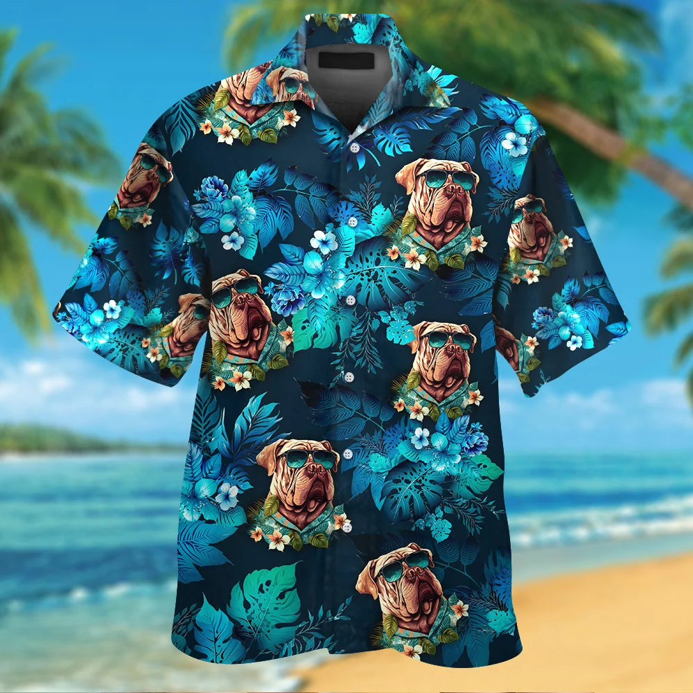 Shar Pei Wearing Sunglass Funny Hawaiian Shirt