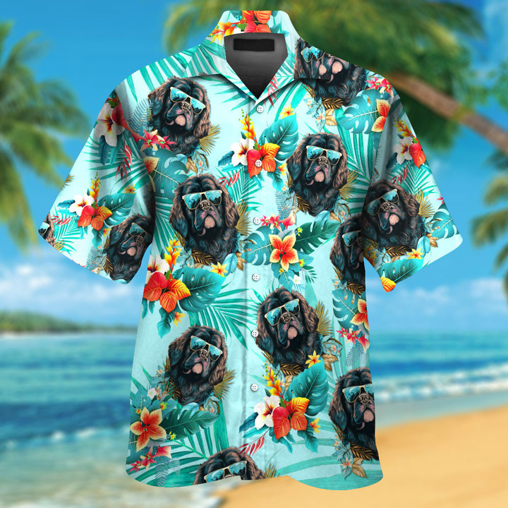 Newfoundland Wearing Sunglass Funny Colorful Hawaiian Shirt