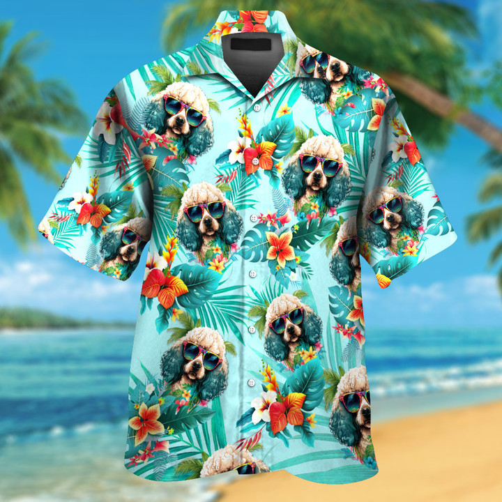 Poodle Wearing Sunglass Funny Colorful Hawaiian Shirt