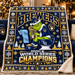 Milwaukee Brewers 2026 World Series Champions Grinch Fleece Blanket Gift For Fan