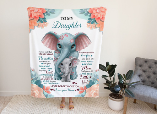 Personalized To My Daughter Elephant Blanket, Never Forget That I Love You Blanket, Gift For Daughter Sherpa Fleece Blanket