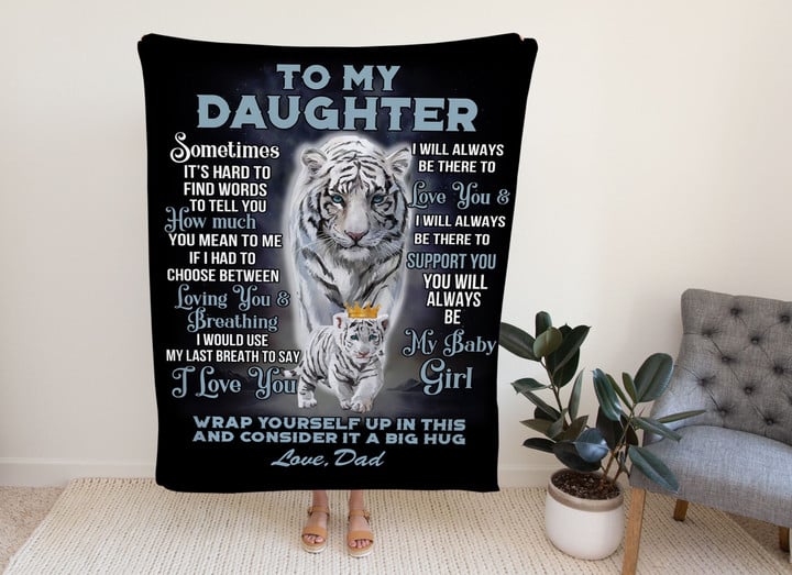 Personalized To My Daughter Tiger Blanket, To Tell You How Much You Mean To Me Blanket, Gift For Daughter Sherpa Fleece Blanket