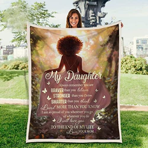 Personalized Black Queen To My Daughter Blanket, I Will Love You To The End Of My Life Blanket, Gift For Daughter Sherpa Fleece Blanket