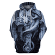 3D All Over Print Grey Dragon Hoodie