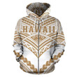Hawaii Polynesian Tribal Hoodie - New Warrior Style Golden And White Color - AH J1 - TrendZoneTee