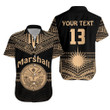 (Custom Text and Number) Marshall Islands Hawaiian Shirt Best Tattoo Version Golden LT13