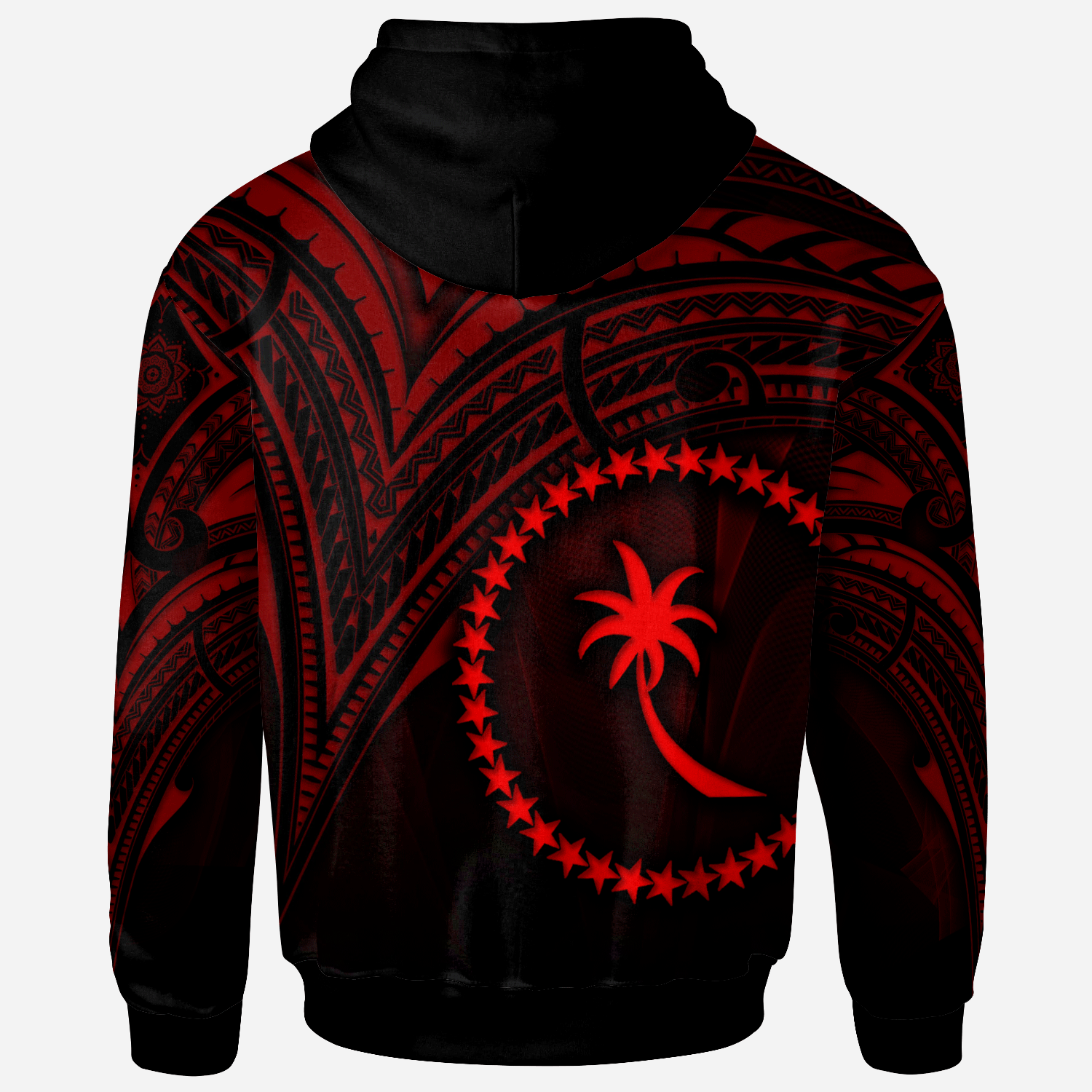 Chuuk State Hoodie Red Color Cross Style